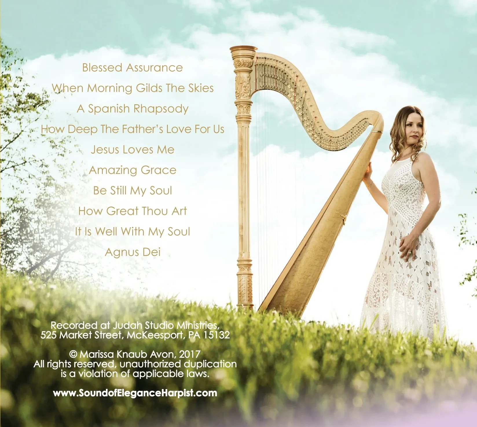 Worship from the Harp — back cover with full track listing